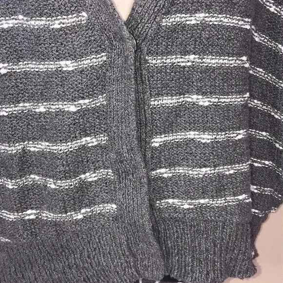 Free People Oversized Striped Knitted Gray White Cardigan Kimono Size S—… - Picture 3 of 6